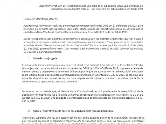 Intervención de Transparencia por Colombia en el expediente D0015082
